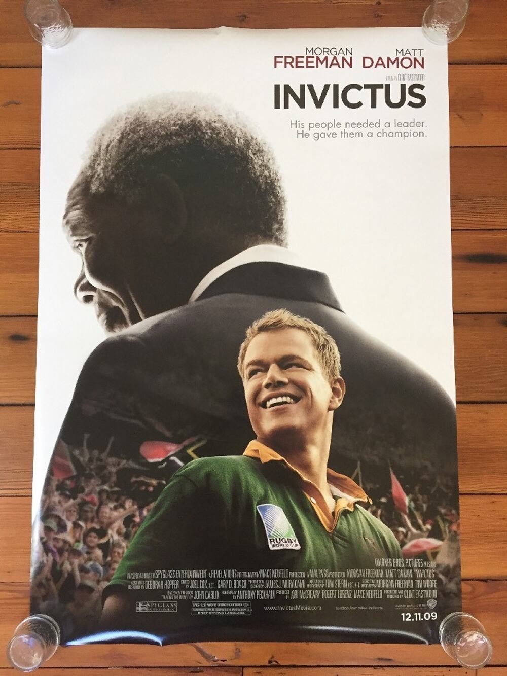 2009 Clint Eastwood Morgan Freeman Matt Damon Invictus Rugby Movie Film Poster